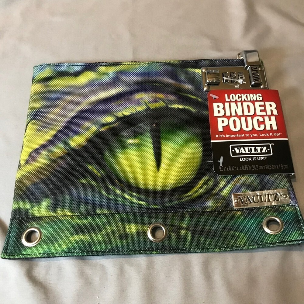 Vaultz Locking Binder Pouch Dinosaur Lizard